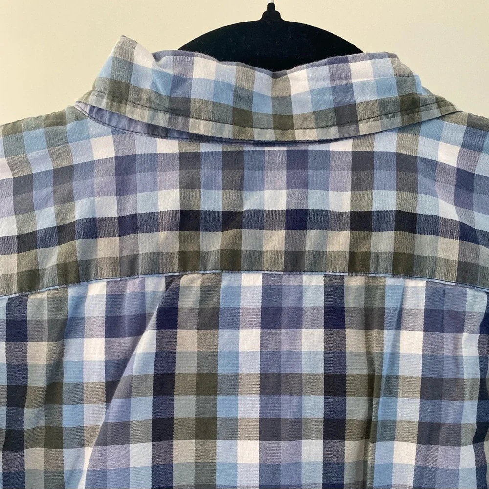 J. Crew - Blue & Green Checkered Plaid Casual Button Down Shirt - Size M